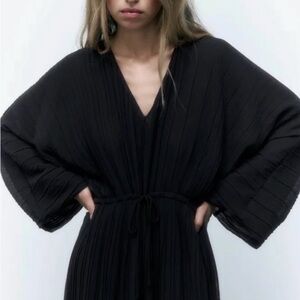 Zara Black Pleated Dress NWT Small